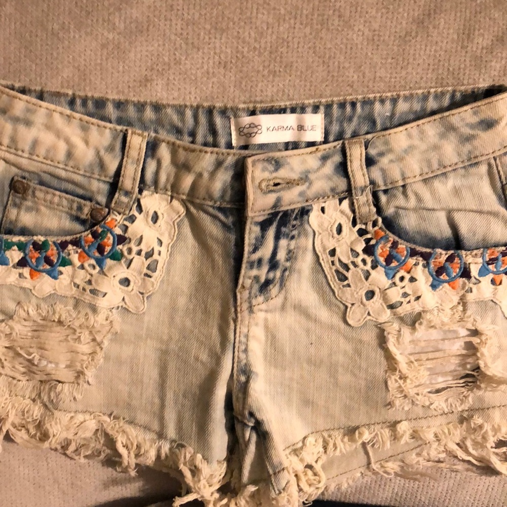 Karma Blue embroidered shorts